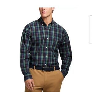 Izod Holiday Tartan Plaid Long Sleeve Button Down Shirt